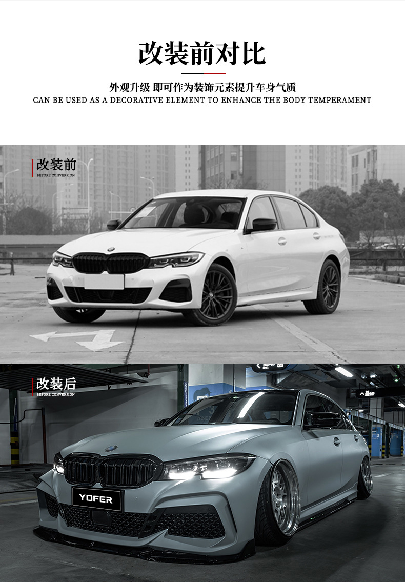Suitable for Yofer Bmw 3 Series G20G21G28 Large Surround Front Shovel Front Bumper Rear Lip Tail Wing Side Skirt Rear Spoiler