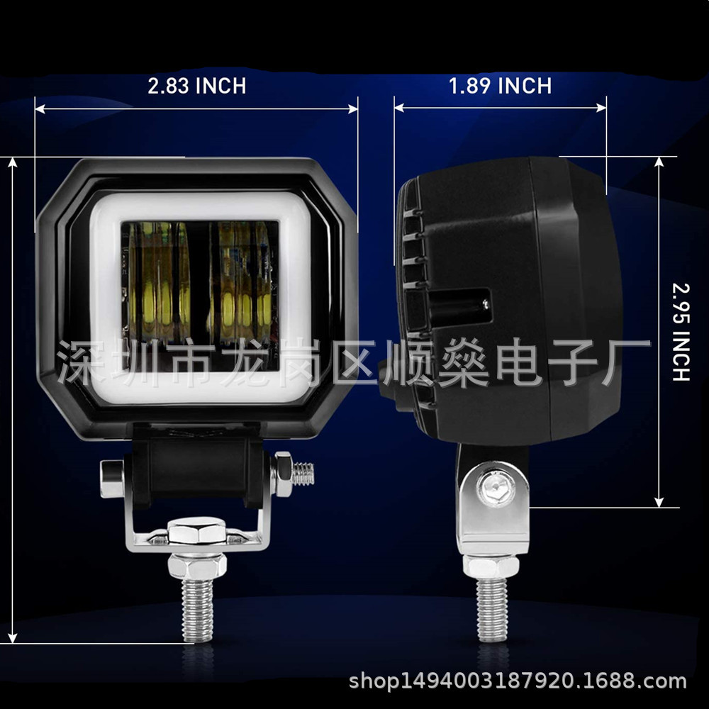 Led Work Light Motorcycle Spotlight Led Headlight New Led Off-Road Modified Fog Light 20W with Aperture Angel Eye