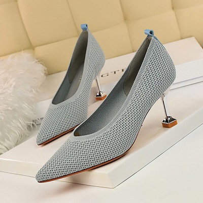 Han edition 738-1 high fashion contracted with wool woven shallow mouth pointed tide joker shoes high heels shoes