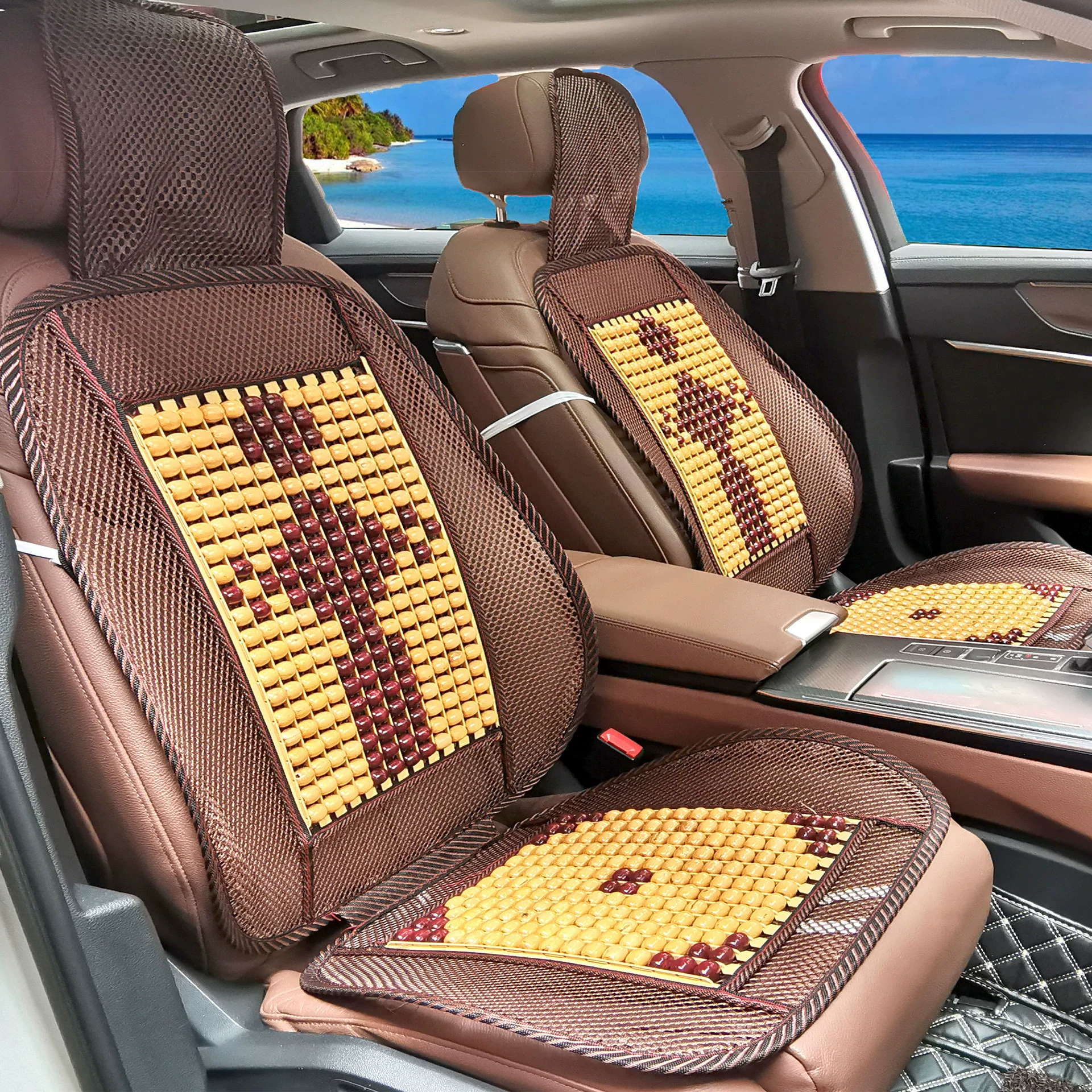 Автомобильная летняя Подушка автомобильный охлаждающий коврик летние принадлежности дышащий одиночный летний коврик спинка летняя вентиляция деревянная подушка из бисера