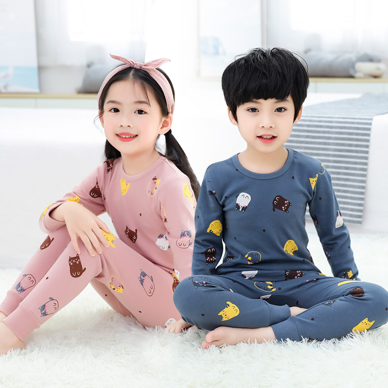 children Underwear set pure cotton Thin section Boy girl Long johns suit baby Autumn and winter Cotton keep warm Long sleeve