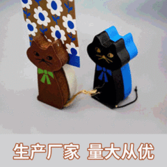 New Miranda Cat Business Card Holder, Japanese Zakka Wooden Craft Office Decor, Direct Supply