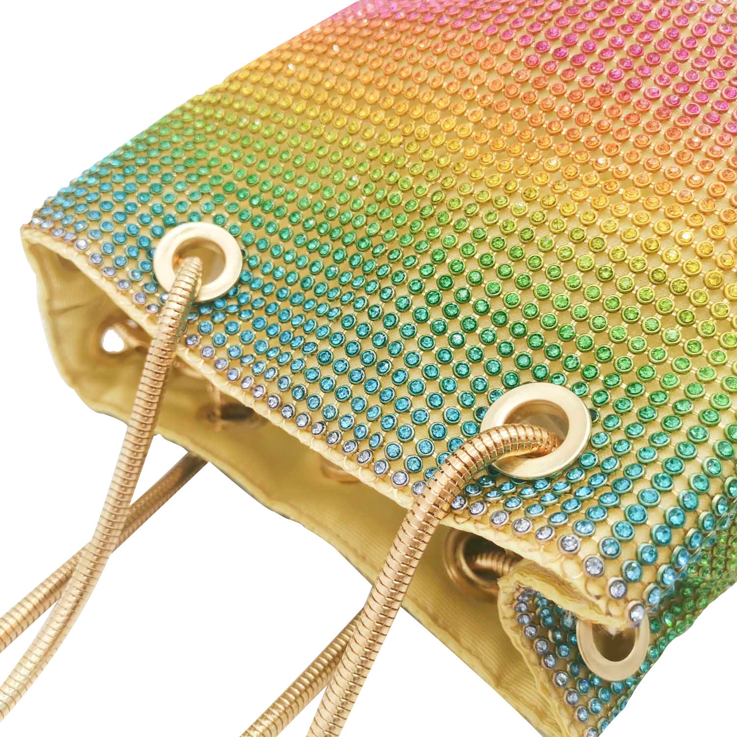 Esstasche Rainbow Mesh Diamond Bucket Bag Strass Partytasche display picture 7