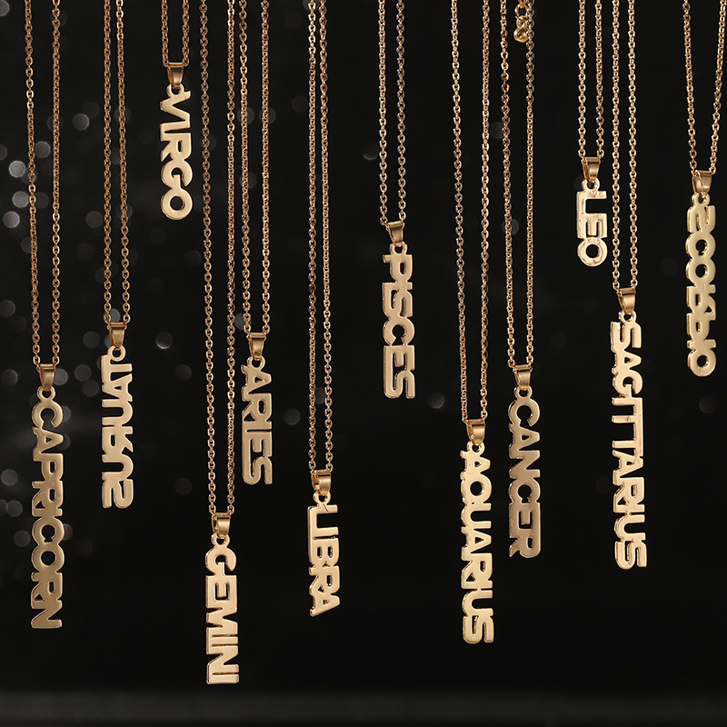 Fashion English Twelve Constellation Necklace Clavicle Chain Wholesale display picture 1