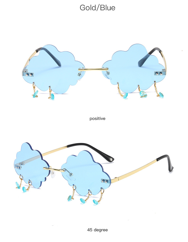 45g Weight Fashion Style Purple, Green, Gold, Black Color Fashion New Frameless Raindrop Ocean Film Cloud Sunglasses For Women 4