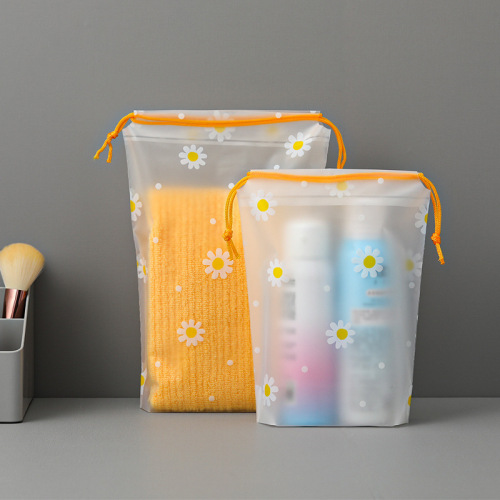Matte PE drawstring pocket cartoon drawstring bag drawstring travel shoe bag face towel storage plastic bag