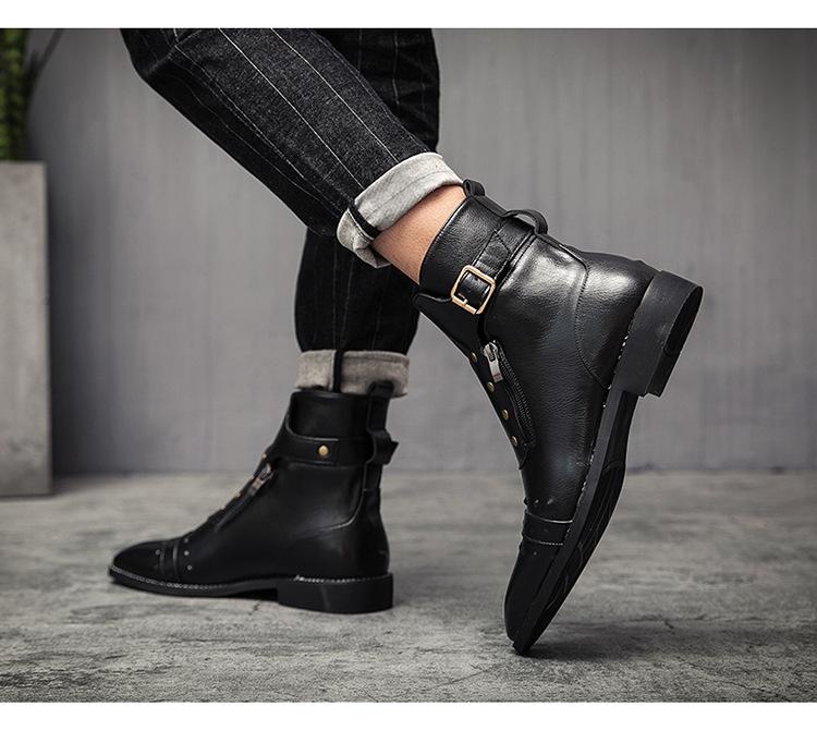 Bottes formelles pour hommes en cuir sans effort, bottes confortables et élégantes à la mode_voghion.com