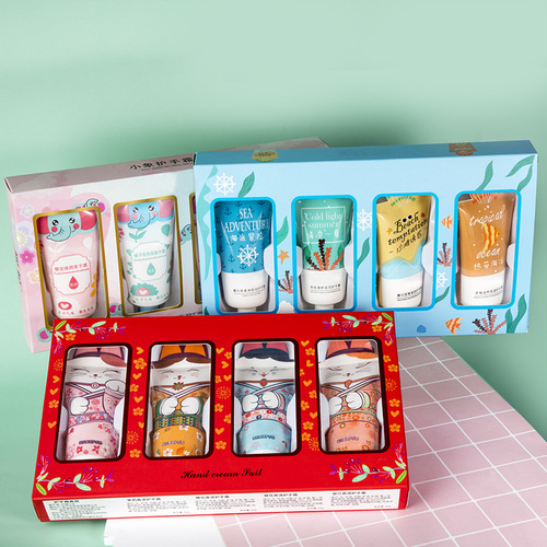 Set of four hand creams, autumn and winter hydrating, moisturizing, anti-drying, hand care, rejuvenating hand cream gift box