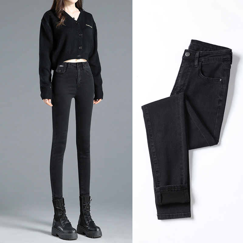 black Jeans 2021 Spring new pattern Korean Edition Paige Self cultivation Show thin Pencil Pants Elastic force Tight fitting trousers
