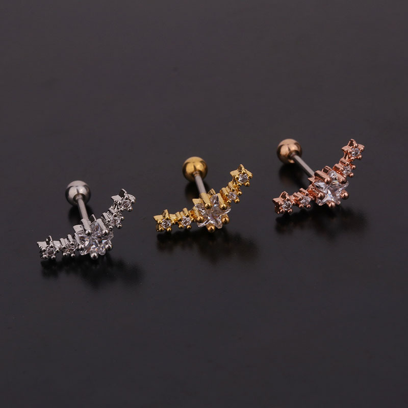 Ear Cartilage Rings & Studs Lady Flower 316 Stainless Steel  Copper Inlaid Zircon display picture 4