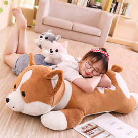 柯基公仔柴犬抱着睡觉抱枕趴趴娃娃床上玩偶可爱狗狗网红毛绒玩具