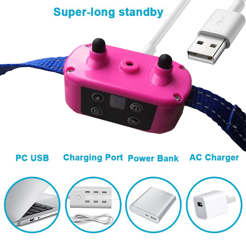 亚马逊宠物牵引项圈智能超声波止吠器 防水充电训练驱狗器批发