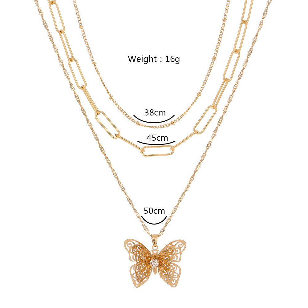 Butterfly Pendant Multi-layer Necklace display picture 1