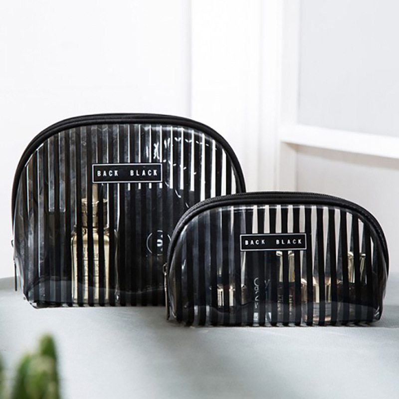 韩式透明PVC条纹化妆包女大容量防水便携旅行洗漱收纳袋化妆品袋