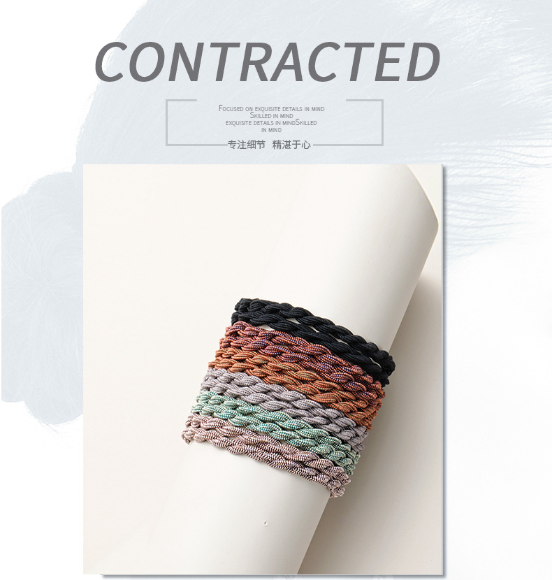 Korean Colorful Twist Braided Hair Ring display picture 1