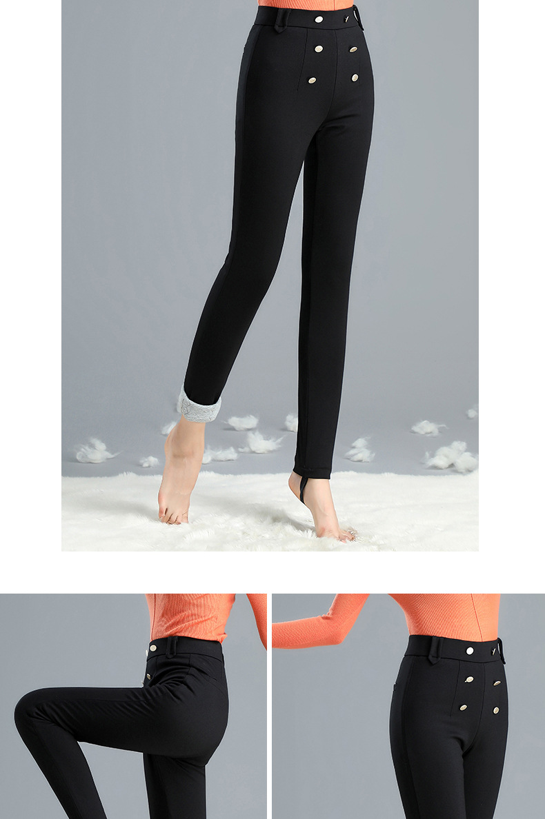 Black wool plus velvet pencil pants  NSYY9950