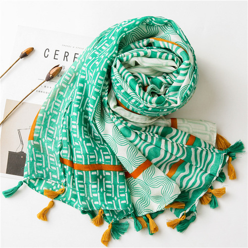 Yitao scarf new Japanese style small fresh color matching cotton and linen scarf literary forest women's travel sun protection shawl silk scarf