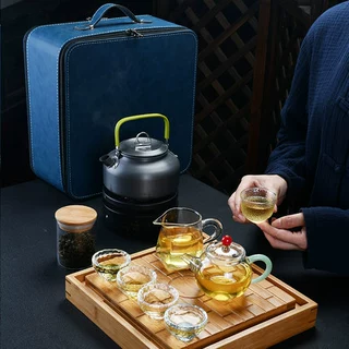 锤纹耐热玻璃户外百科炉头煮茶旅行便携式功夫茶具套装家用随身礼