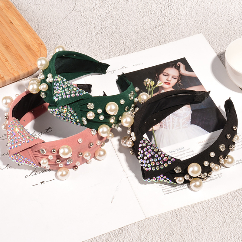 Fashion Diamond-studded Pearl Headband display picture 2