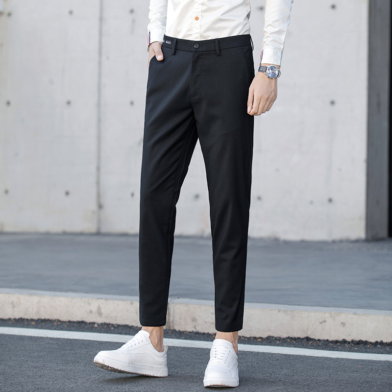 2020春直筒西装小脚裤男士便装休闲裤修身舒适佰搭免烫九分裤批发|ru