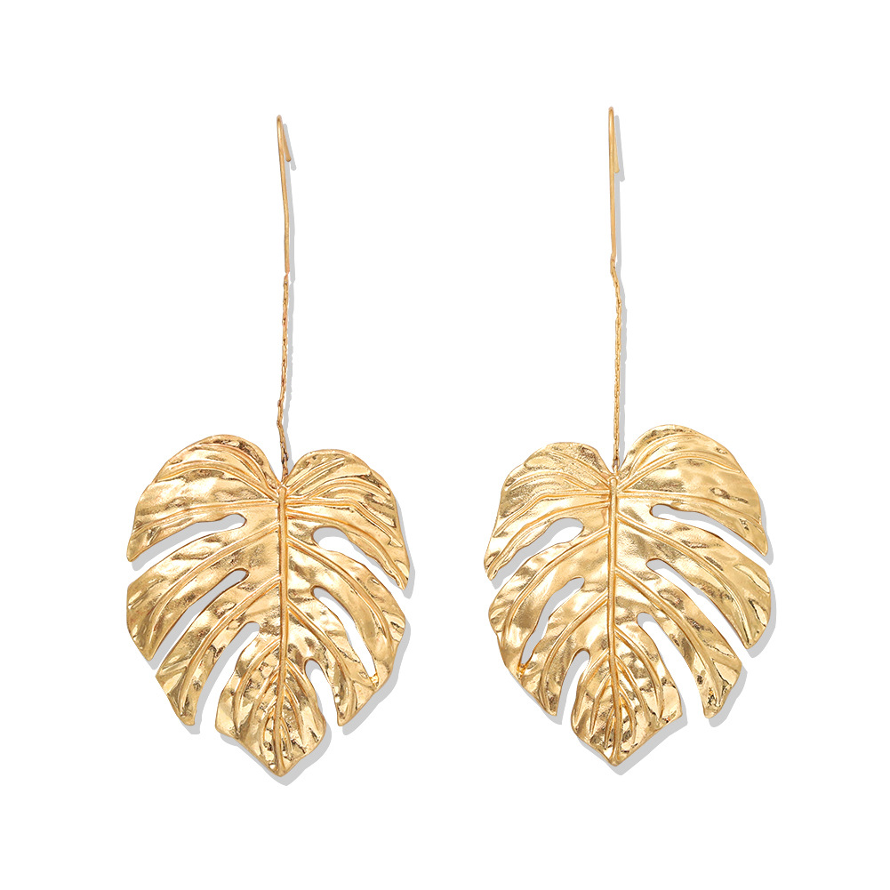 Pendientes De Hoja De Metal De Moda Personalidad Punk Leaf Pendientes De Moda Creativa Pendientes De Textura Simple Al Por Mayor Nihaojewelry display picture 2