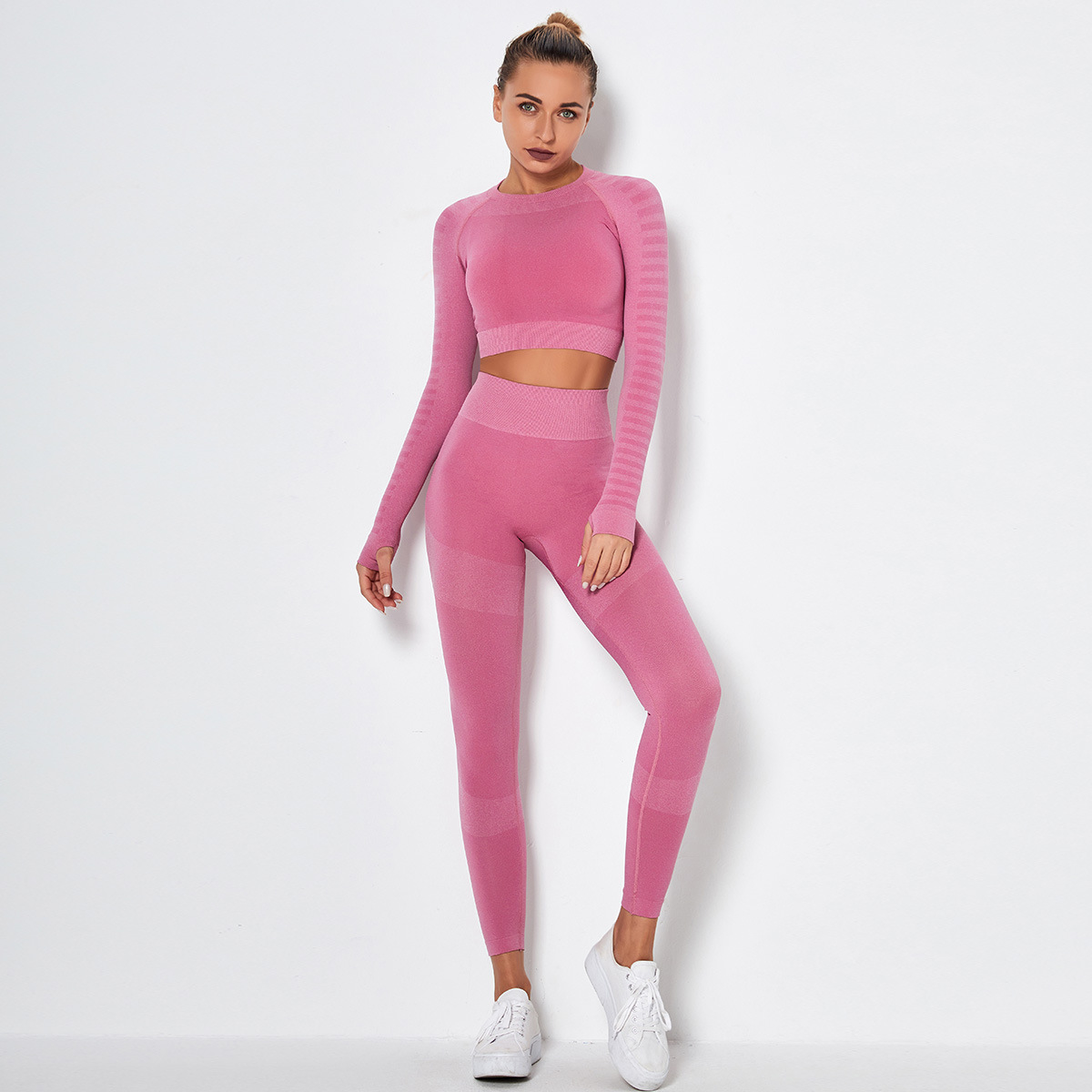 seamless knitted two-piece fitness suit NSLX9008