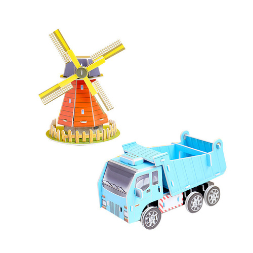 Creative cartoon 3D three-dimensional puzzle children's educational early education DIY toys primary school students prizes handmade puzzle gifts