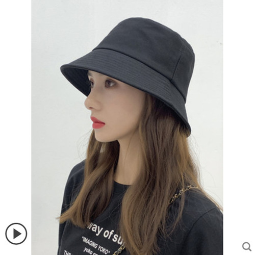 Fisherman's Hat Korean Style Black Plain Cotton Bucket Hat Four Seasons Sun Protection Hat with Logo Sun Hat for Men and Women