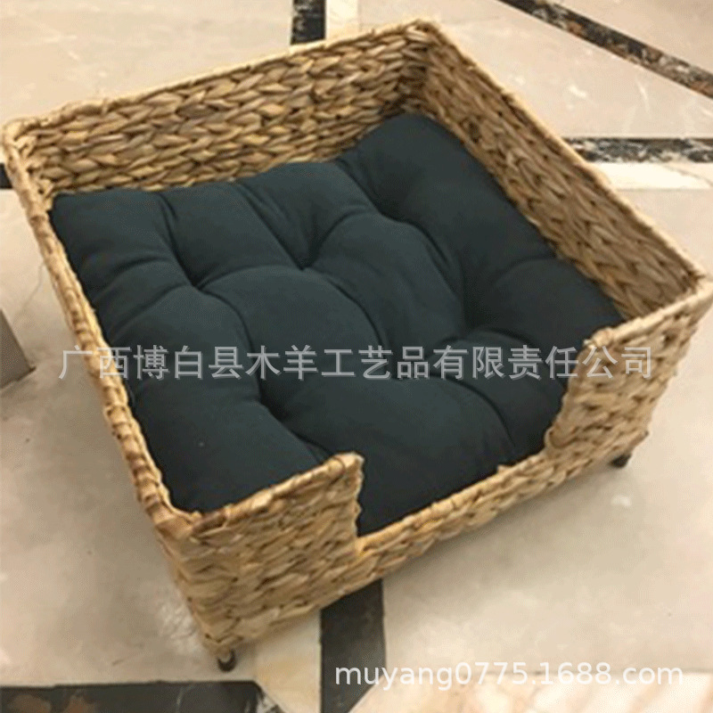 Cuatro Estaciones gato cama gato sofá bebé mascota nido Mat invierno gato escalada estante extraíble y lavable hoja de plátano ratán gato nido