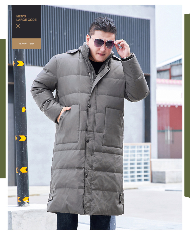 Daunenjacke für Herren in Übergröße, lang, knielang, Wintermantel für Übergrößen (300 Catties)_voghion.com