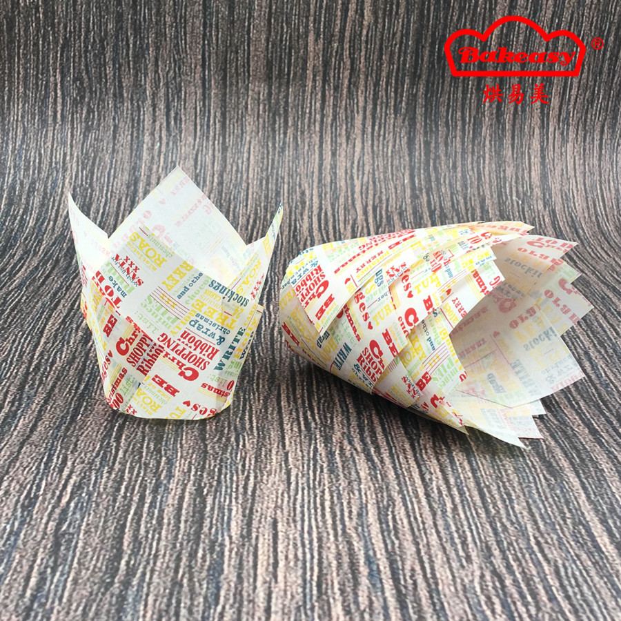 現貨銷售新款郁金香蛋糕紙杯烘焙蛋糕紙托防油壹次性烘焙紙膜