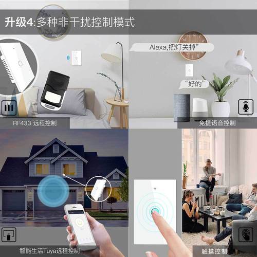 WiFi Tuya Smart Home Single Fire Switch American APP Timing RF Remote Control Wall Smart Switch Panel