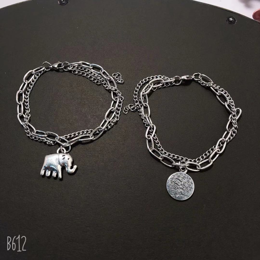 Hip Hop Multistrato Titanio Acciaio Donna Trendy Instagram Semplice e Personalizzato Internet Celebrity Stile Albero della Vita_voghion.com