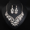 Jewelry, set, crystal, pendant, necklace and earrings, dress, accessories, European style, with gem, wholesale