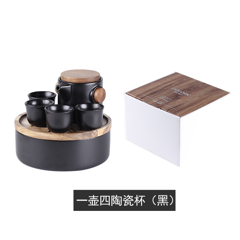 Marbling creativo juego de té de Kung Fu japonés simple juego de té de viaje logotipo personalizado una olla cuatro tazas juego de té traje