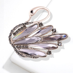 高檔大氣鑲鑽水晶天鵝胸針別針韓版時尚跨境水鑽大衣配飾胸花批發