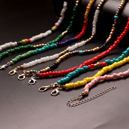 Amazon Bestselling Cross-Border Fashion Jewelry for Women - Colorful Rice Bead Necklace with Alloy Butterfly and Starfish Pendant