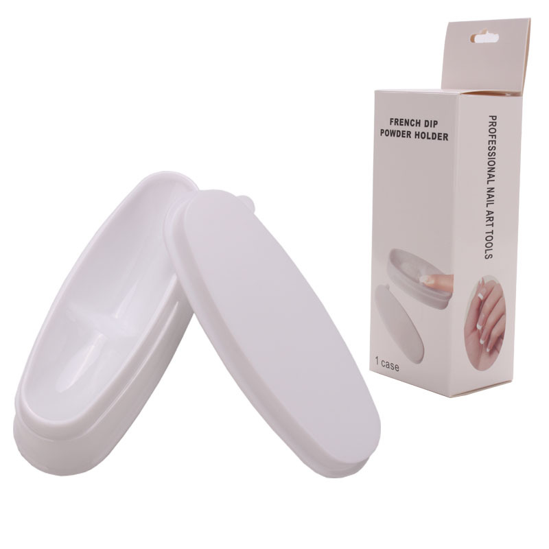 Herramientas de manicura especiales transfronterizas al por mayor nueva caja de polvo francés de uñas caja de contenedor a juego de uñas francés blanco