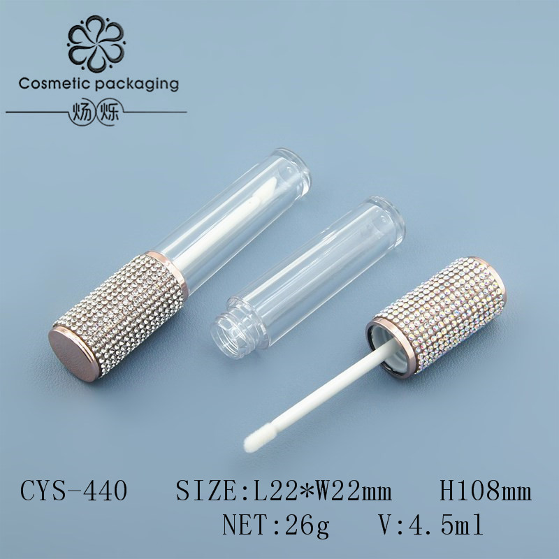 Multi-Color rhinestone redondo botella transparente tubo de brillo de labios tubo de esmalte de labios tubo de lápiz labial tubo vacío fabricante de logotipo imprimible en stock