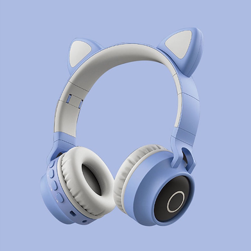 Auriculares Bluetooth BT-028C, diseño de orejas de gato, estéreo 5.0, luminosos, lindos.