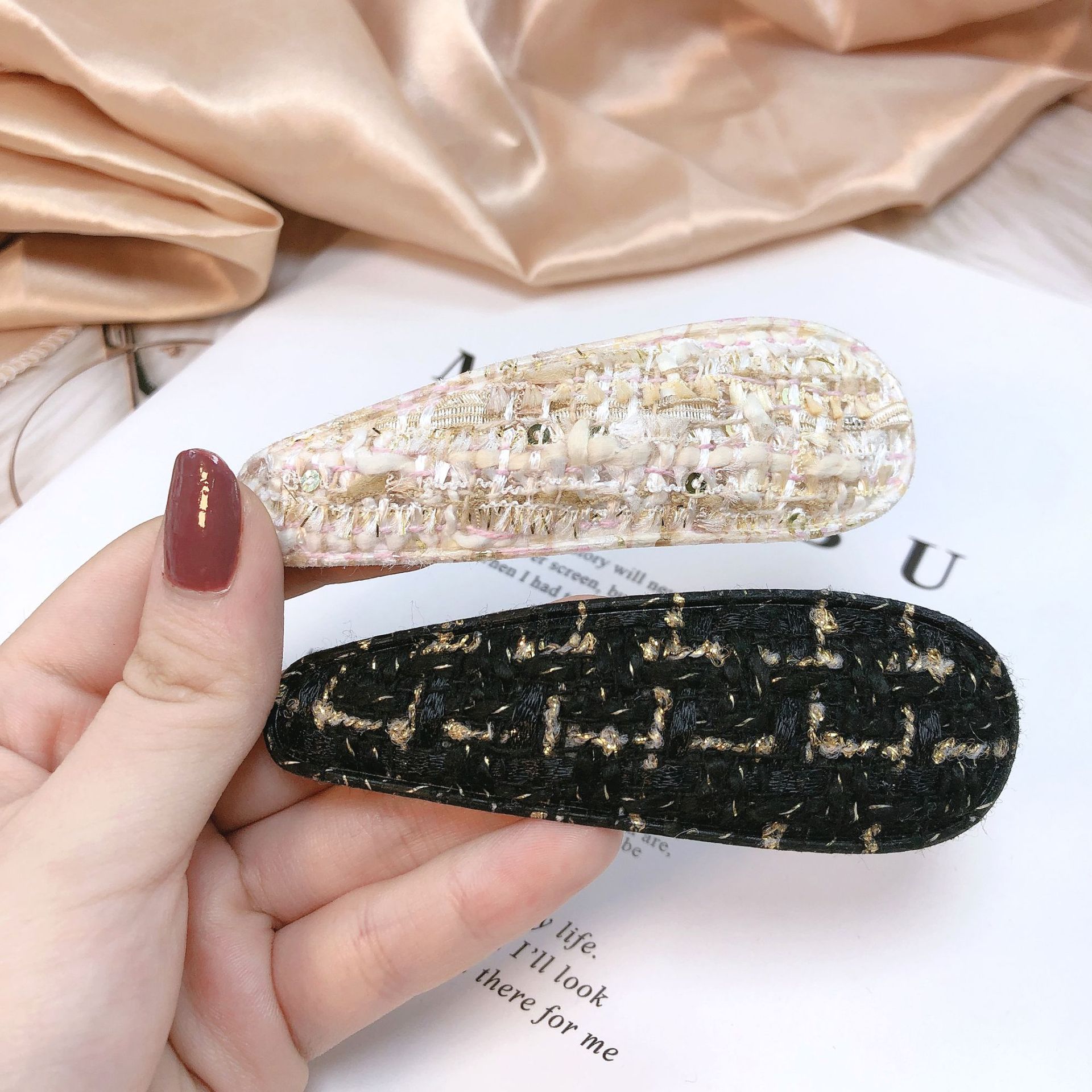 韩版网红ins甜美小香风粗花刘海发夹边夹后脑勺bb夹少女头饰豹纹|ru