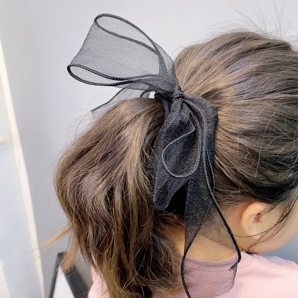 C012 Léger Mesh Bow Streamer Cheveux Cravate Douce Fée Soie Fil Élégant En Caoutchouc Bande De Cheveux Coréenne Accessoires Super Fée display picture 21