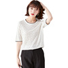 Temperament short sleeve loose thin Korean women’s fashion round neck solid color top