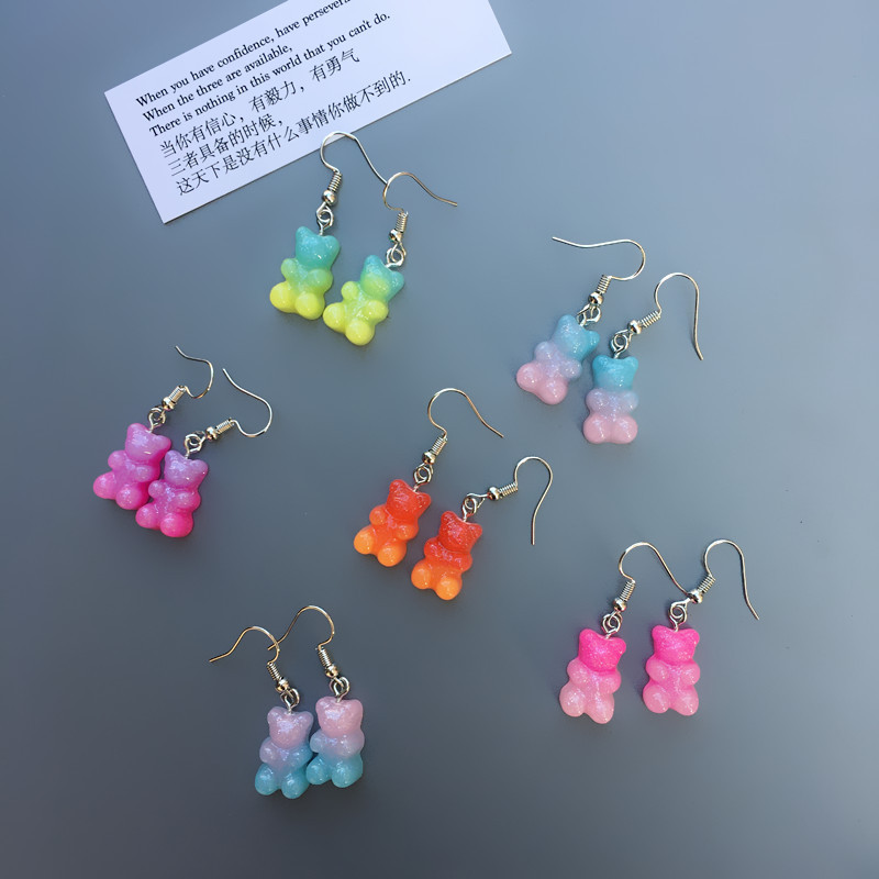 Cute And Interesting Two-color Gummy Bear Earrings Female display picture 4