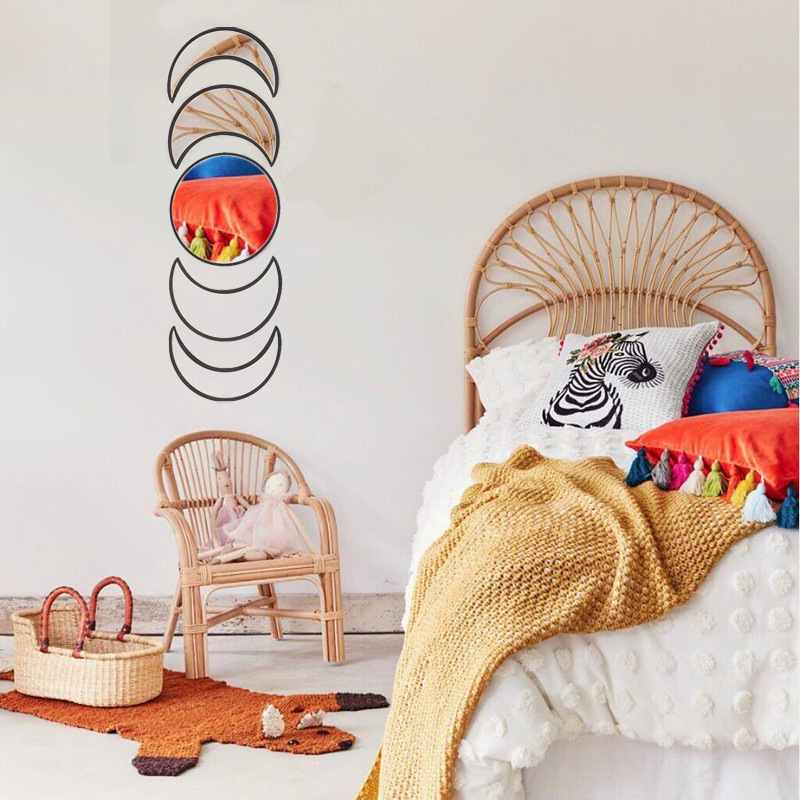 Espejo decorativo de madera del eclipse lunar del estilo nórdico fase lunar espejo ciclo de la luna espejo colgante dormitorio espejo de acrílico decorativo Amazon