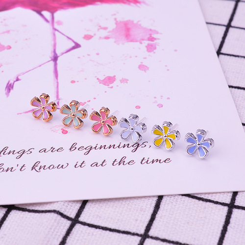 Floral Plum Blossom Earrings Set for Women, Street Vendor Decorative Earrings, Wholesale Plastic Resin Small Flowers