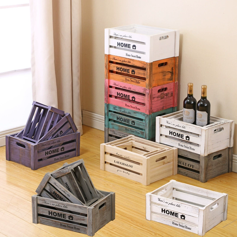 Деревянный ящик винтажный проблемный Настольный ящик для хранения прямоугольный дисплей супермаркета фруктовая коробка свадебные украшения деревянная коробка