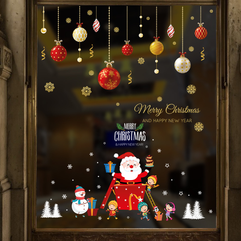 2021 new pattern Christmas Wall stickers decorate Beautify shop Glass window golden Christmas Pendants Customizable Stickers