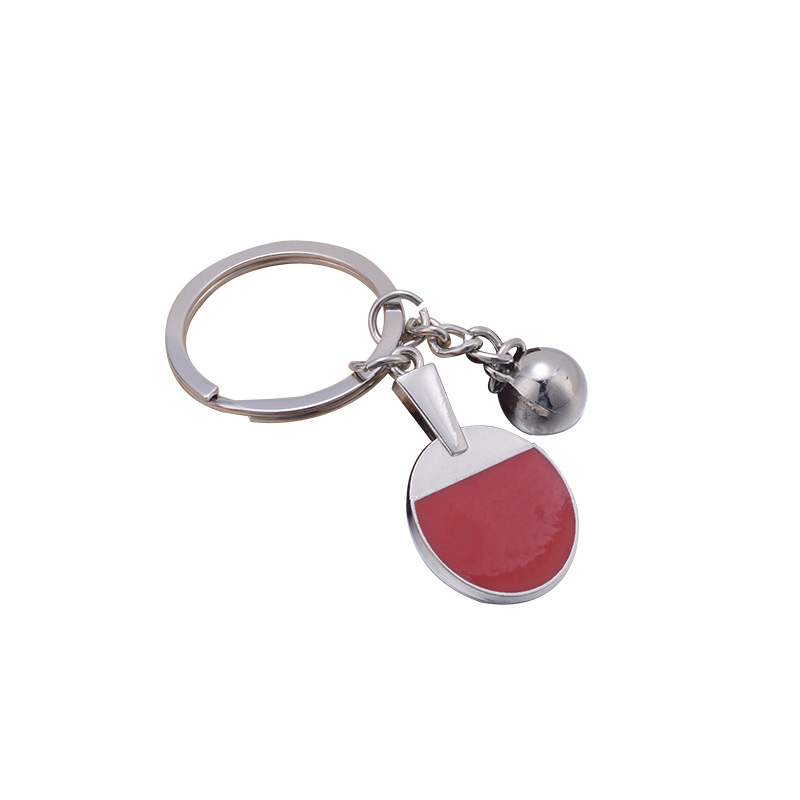 创意礼品国球乒乓球球拍金属钥匙扣钥匙圈链环挂件可刻字激光LOGO