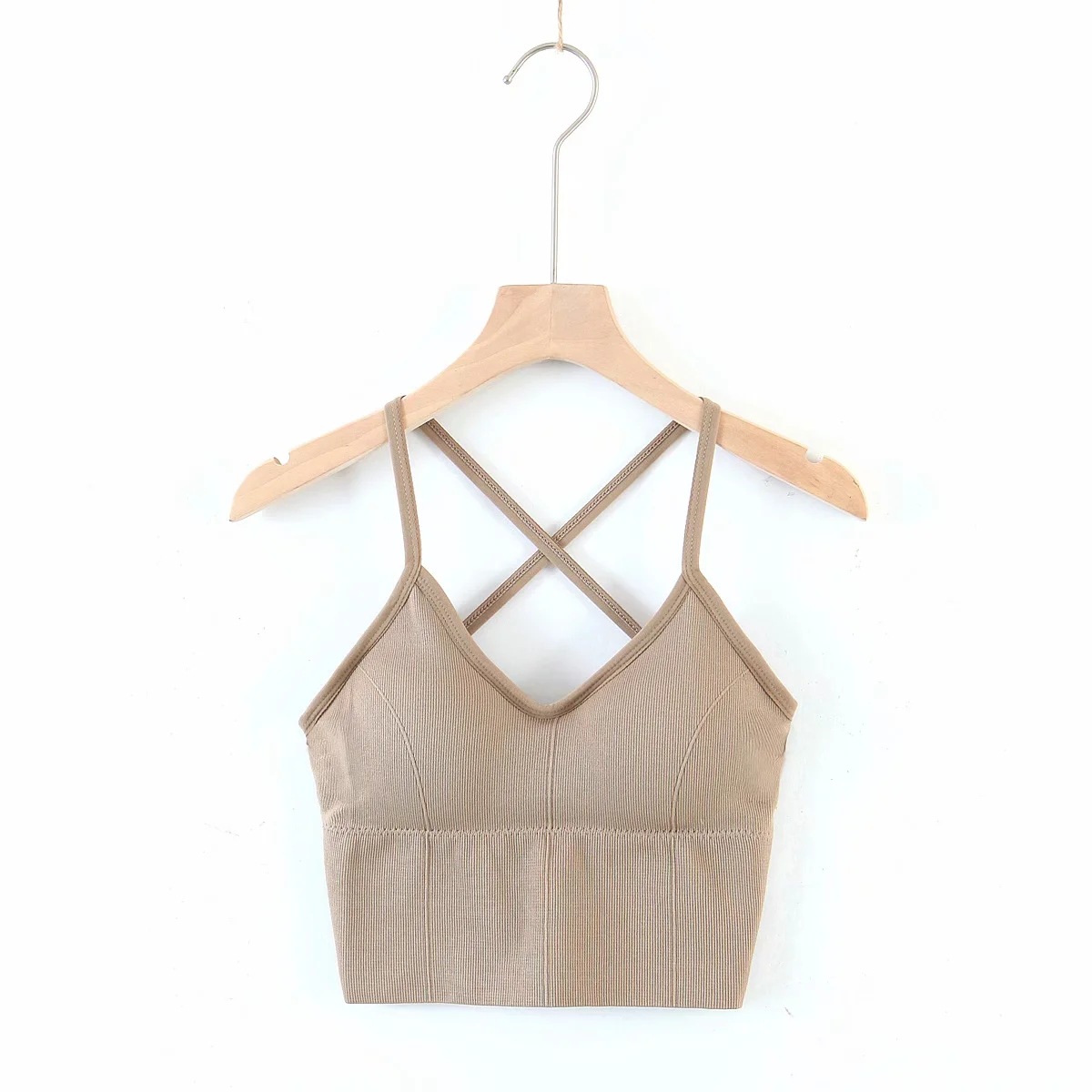 cross-wrapped chest V-neck bottoming vest NSAC19383